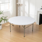 BTEXPERT 60 Inch Round Plastic Folding Table, Commercial Grade, Seats 8-10, Indoor Outdoor Banquet Wedding Party Event Dining White