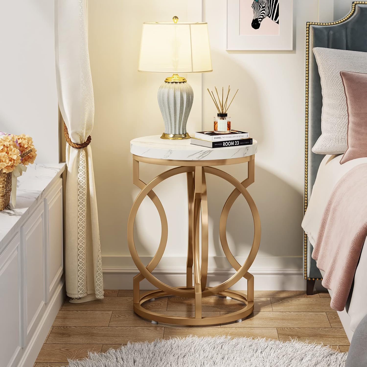 Tribesigns Modern Round End Table Set of 2 with Thickened Tabletop