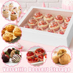 VGOODALL 12 Count Cupcake Boxes, 12PCS Cupcake Holder with Window White Pastry Boxes for Birthday Holiday Party Bakery Supplies