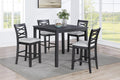 5-Piece Counter Height Table Set with Charcoal, MDF, Rubber Wood | Charcoal finish with modern design for contemporary and transitional interiors