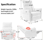 Power Swivel Rocker Recliner Chair with USB Charging Port | PU leather, 270° swivel, power recline, rocking motion, USB & Type-C ports, side pockets, 330 lb capacity, living room