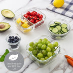 COOK WITH COLOR Premium 32-Pc. Borosilicate Glass Food Container Set with Dividers - 4 Rectangles, 8 Rounds, 4 Squares - Leakproof Lids - Meal Prep, Storage, Ombre Grey