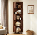 5-Tier Corner Bookshelf, Modern Corner Shelf, Freestanding Bookcase Corner Cabinet Storage Display Shelf Organizer for Living Room Home Office Bedroom Kitchen
