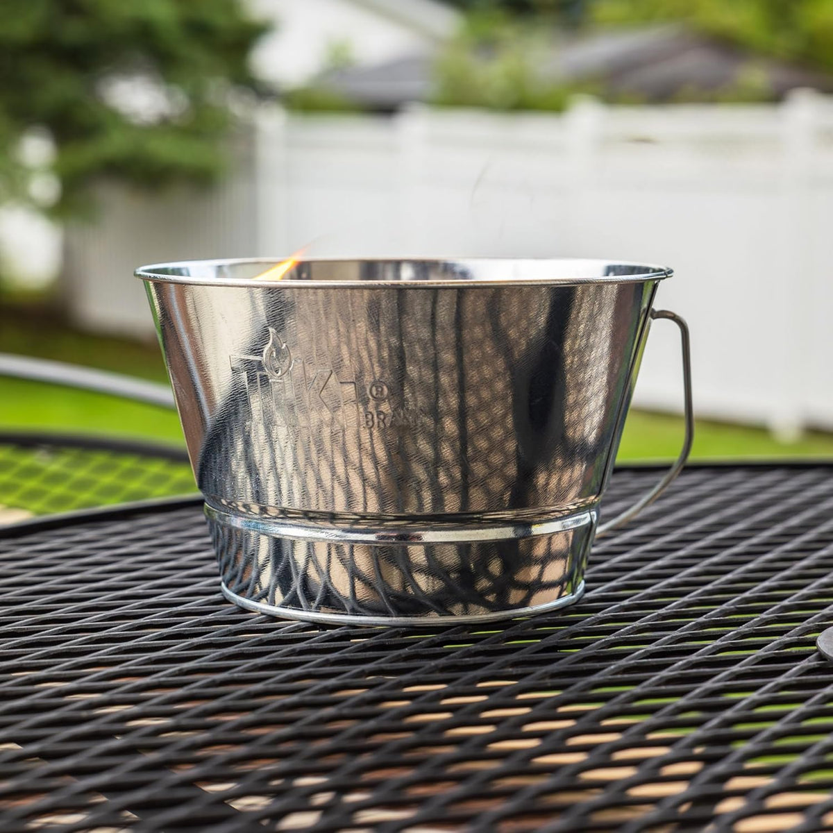 TIKI Citronella Candle Bucket for Outdoors, Triple-Wick Galvanized Metal | Citronella formula helps repel mosquitoes