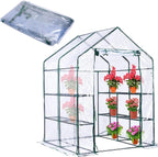 Walk-in Greenhouse Replacement Cover with Roll-Up Zipper Door -56 x 56 x 76 Inch PVC Greenhouse Cover for Outdoor Plant Gardening Plants Cold Frost Protection Wind Rain Proof (Frame Not Include)