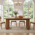 63-Inch Farmhouse Dining Table, Solid Wood Kitchen Table for 4-6 People, Large Wooden Rectangular Dinner Tables for Dining Room, Easy Assembly