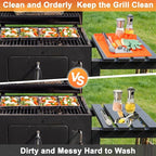 Silicone Grill Mat for Blackstone Silicone Griddle Tools Mat with Drip Pad Grill Pad for Outdoor Grill Kitchen Countertop (Orange)