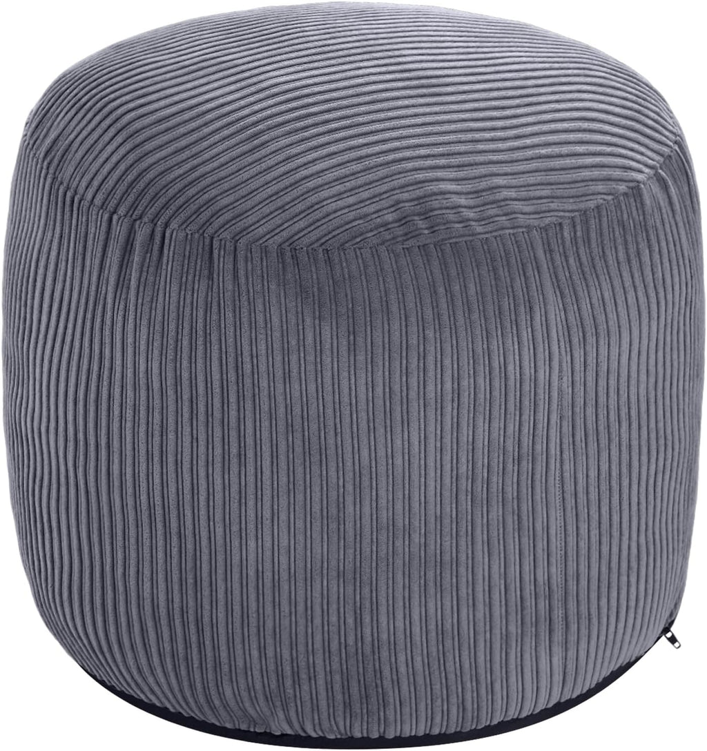 WSOFRLAC Pouf Ottoman Foot Stools Ottoman with Foam Small Corduroy Ottomans for Living Room Ottomans Pouf 20x15 Floor Poufs Foot Rest for Office Chair Dark Grey Foot Stool Small