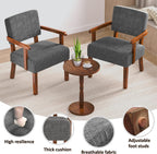 FAGAGA Accent Chairs Set of 2, 2 Solid Wood Armchairs with Side Table