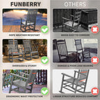 FUNBERRY Oversized Outdoor Rocking Chair, Poly Lumber Rocker, Patio Rockers | HDPE All Weather, High Back, No Rot or Rust or Crack, UV Fade Shield, Easy-Clean for Patio Garden Outside