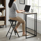 24 Inch Folding Stool Chair, Black Foldable Stool for Adults Portable, Lightweight Collapsible Bar Stool with Padded Seat, Compact Fold Up Stool for Parties, Weddings, Indoor Outdoor Use
