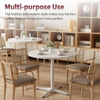 Round Dining Table Kitchen Table for 4 People 30 inch Circle Mid Century Modern Table with Sturdy Metal Base for Small Spaces Dining Room Living Room Office Farmhouse Water-Resistant, White