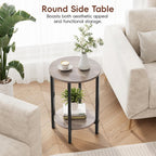 Vagusicc Side Tables Small End Tables, Set of 2 Half Round Side Table for Living Room, 2 Tier Couch Side Table, Small Round Coffee Table Accent Table, Thin Sofa Table Narrow Entryway Table, Grey