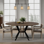 MECHYIN 42"-58" Extendable Round Dining Table for 4-6,with Storage Shelf | Space‑Saving Modern Oval Dining Table, Built‑in Flip Leaf, Sturdy Metal Legs, for Kitchen & Dining Room,Small Apartments