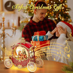 Christmas Snow Globes,Christmas Carriage Snow Globe with 8 Music & Timer, Battery Or USB Cable Powered Operated Glittering for Christmas Table Centerpiece Decoration.Gift- Santa,Christmas Tree