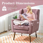 Modern Accent Chair, Upholstered Armchair with Pillow, Fabric Single Sofa Chair with Lounge Seat Solid Wood Legs Accent Chair for Living Room Bedroom Small Spaces (Purple)