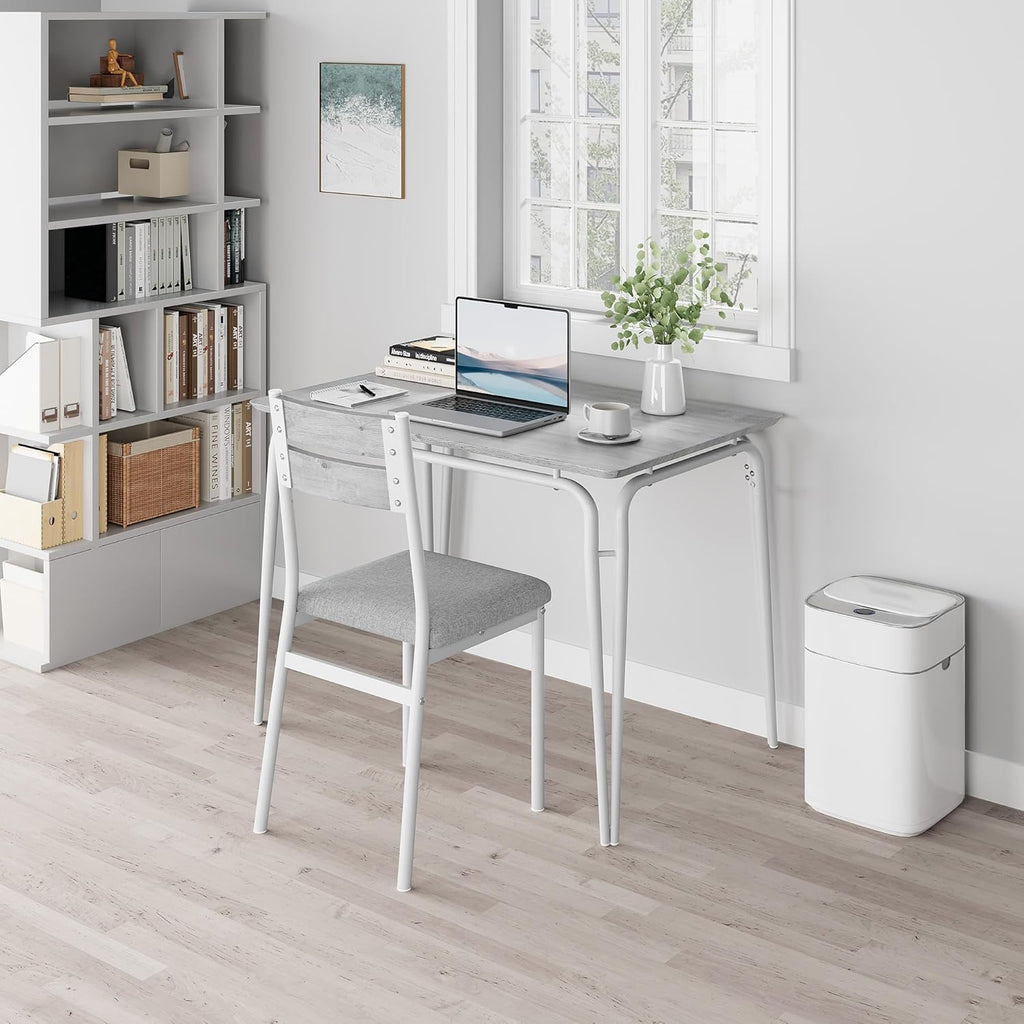 GAOMON 5-Piece Dining Table Set, Sturdy Wooden Square Table and Chair Breakfast Table Set for 4 Person,for Home or Commercial Dining Room,White+Black