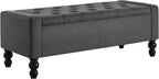 50" W Storage Ottoman Bench with Safety Hinge, Load up to 660 lb Ottoman with Storage, Upholstered Tufted Entryway Bench with Seating for Living Room, Bedroom, Entryway, Dark Gray