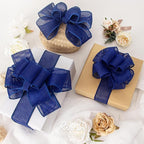 Ribbli Royal Blue Burlap Wired Ribbon, 1-1/2” Inch x Continuous 20 Yard, Blue Wired Ribbon for Wreaths,Big Bows,Tree Decoration,Outdoor Decoration