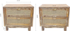 Fab Habitat Flourish 2 Drawer Side Table - 20" H Coastal Boho Mango Wood Cane Accent Nightstand, Handcrafted for Bedroom, Dorm, Small Spaces, Natural Finish