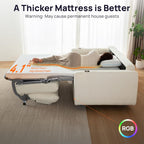 Pull Out Sofa Bed, No Cushion Removal, Queen Sleeper Sofa with USB Fast Charging, Memory Form Mattress, 2-in-1 Convertible Comfy Loveseat Couch Bed for RV, Apartment, and Small Spaces (White)