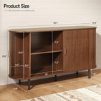 ONBRILL 55" Sideboard Buffet Cabinet with Storage, Sliding Door & Adjustable Shelf, Modern Accent Coffee Bar Console Table for Kitchen, Entryway, Walnut