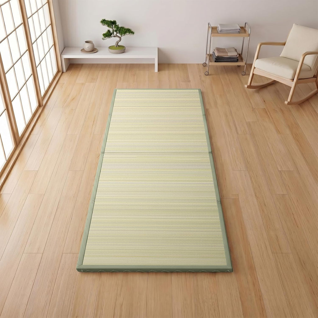 ZonLi Japanese Tatami Mat, Foldable Floor Sleeping Pad Futon Mattress | Made from Natural Coconut Shell Fiber & Jute Fiber, Firm Traditional Floor Bed Twin 75"x39"