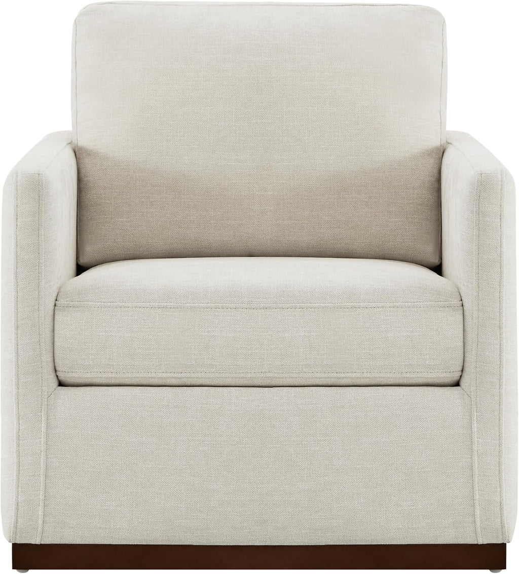 CHITA Swivel Accent Chair, FSC Certified Wood Frame, Fully Assembled, Linen | Linen Fabric Arm Chair with 360° Swivel Wood Base, Mid Century Modern Living Room Chair, 33"Dx30"Wx33"H, 300 Lb Capacity