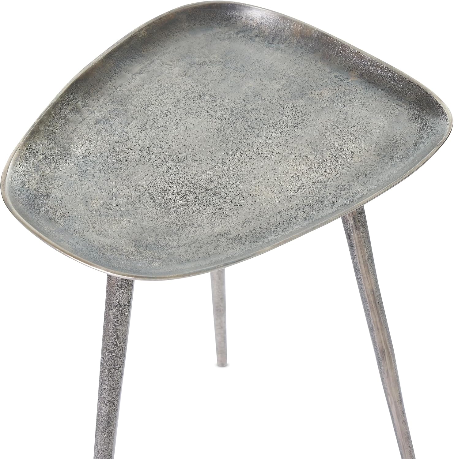 Convenience Concepts Bali Metal Tall End Table 16" - Tall Modern Artisan Handcrafted Living Room Table, Unique Cast Metal Family Room Side Table, Bohemian Cocktail Style, Antique Silver