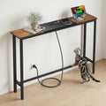 8.6" Narrow Console Table Behind Couch, 39.7” L x 32.3” H, Slim Sofa Table with Fast Charging Station for Small Spaces, Skinny Entryway & Hallway Table, Easy Assembly