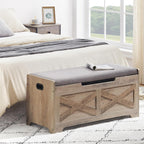 GAOMON Storage Chest, Lift Top Storage Trunk with 2 Safety Hinges, Barn Style Organizer, Wooden Entryway Bench with Seat Cushion, Large Storage Chest for Entryway, Bedroom, Living Room
