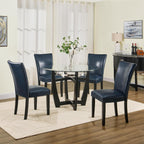 Parsons Dinning Chairs Set of 4 with Solid Wood Legs, Faux Leather Kitchen Accent Side Chairs with Upholstered Seat, 38.6"H x 25.4"L x 19.3"W, Holds Up to 300 Lbs,Easy Assembly Dark Blue CY1331BL