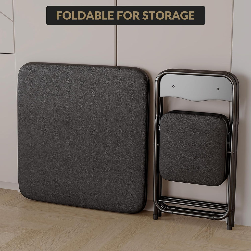 Folding Table and Chair Set of 3 Fold-Flat Design No Assembly PU Padded | 3-Piece PU Padded No Assembly PU Padded Comfort – A Perfect Space-Saving Activity Set for Kids Ages 2-8