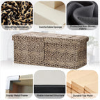 Bsketa Storage Ottoman Bench, 34" Folding Velvet Foot Rest,Leopard Print | Large Ottoman with Storage, Thicker Foam Padded Seat, Livingroom, Dorm, Bedroom, Easy to install, 86L,34 x 13 x 13in