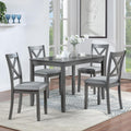 LUMISOL 5-Piece Dining Table Set for 4, Farmhouse Kitchen Table Set with 4 Upholstered Chairs, Wood Table and Chairs Set for Dining Room, Kitchen, Small Space, Grey