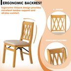 East West Furniture - PNC-OAK-03, A Solid Wood Plano Folding Dining Room Chairs with PU Leather Seat, 3-X Back Design, No Assembly Required, Set of 2, Oak Wood Finish