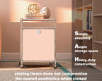 Matte Storage Cart with Flap Door, Large Capacity Storage Cart with Detachable Wheels, DIY Modern Home Furnishing, Great for Home, Office, Bedroom, Kitchen (Matt Pink)