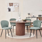 Green Chenille Dining Chairs Set of 4 Accent Chair for Kitchen | Modern Upholstered Chenille Fabric Accent Chairs for Dinner Living Room Curved Wingback Adjustable Feet(Only Chairs)