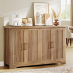 Memobarco Fluted Buffet Cabinet with Storage Accent Sideboard,Modern Credenza with 4 Doors & Adjustable Shelves,Wood Coffee Bar Table Console for Dining Room Kitchen Living Room Entryway,Natural Oak