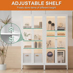 66" H Glass Display Cabinet 4-Tier,Lighted Display case,Curio Cabinet with Glass Doors and Adjustable Shelves, Display Shelf for Collectibles,Living Room