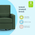 Davinci Piper Upholstered Recliner and Swivel Glider in Pine Green, Greenguard Gold & CertiPUR-US Certified