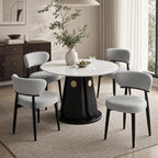 Dining Chairs Set of 4, Modern Upholstered Fabric Dining Chairs | Thick Padded Seat, Textured Fabric, Curved Back, Metal Frame, Dining Room, Kitchen, Breakfast Nook, Restaurant, Soft Gray