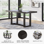 Signature Design by Ashley Neymorton Modern Counter Height Dining Table with Trestle Base, Thick Top Profile, Mango Veneer, Dark Brown Finish, Seats 4