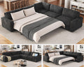 AMERLIFE 106" Sofa Bed, Couch with Pull Out Bed with Storage-Chenille Gray | Pull Out Couch Bed with Memory Foam Mattress, Resilient Cushion, Fluffy Backrest, Queen Size Sofa Bed for Living Room