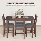 HOMCOM 5-Piece Solid Wood Dining Table Set for 4, Walnut and Gray | Farmhouse Kitchen Table, Upholstered Chairs, Small Space, Dining Room, Breakfast Nook