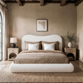 RECCI AirFrame Queen Upholstered Bed Frame with Camelback Curved Headboard