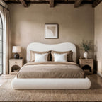 RECCI AirFrame Queen Upholstered Bed Frame with Camelback Curved Headboard