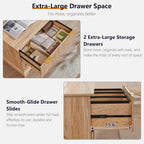 30"File Cabinet W/Charging Station, w/Files Hanging Rod for Letter/Legal/A4 | 2 Drawer File Cabinet, Large Tabletop for Printer, Office Wood Printer Cabinets, Oak