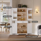 IRONCK 72" Corner Pantry Cabinet with Drawer and 4 Doors, White | Kitchen Pantry Storage Cabinet with 3 Adjustable Shelves, 2 Doors Storage, for Kitchen and Dining Room
