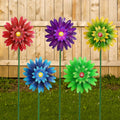 Metal Flower Wind Spinner Garden Lawn Stakes Yard Art, 27inch Lawn Windmill Ornaments Outside Garden Decorations Outdoor for Yard, 5pieces Windmill Gardening Porch Outdoor Summer Decor